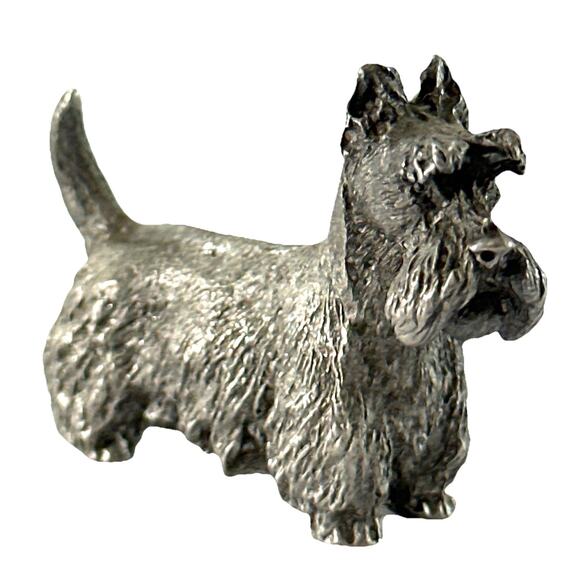 Other - Spoontiques Pewter Schnauzer Dog Figurine 1985 #096 Mini Terrier 1.25”
